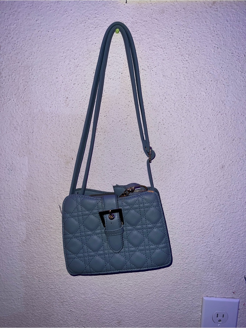 Quilted Blue Crossbody Shoulder Bag